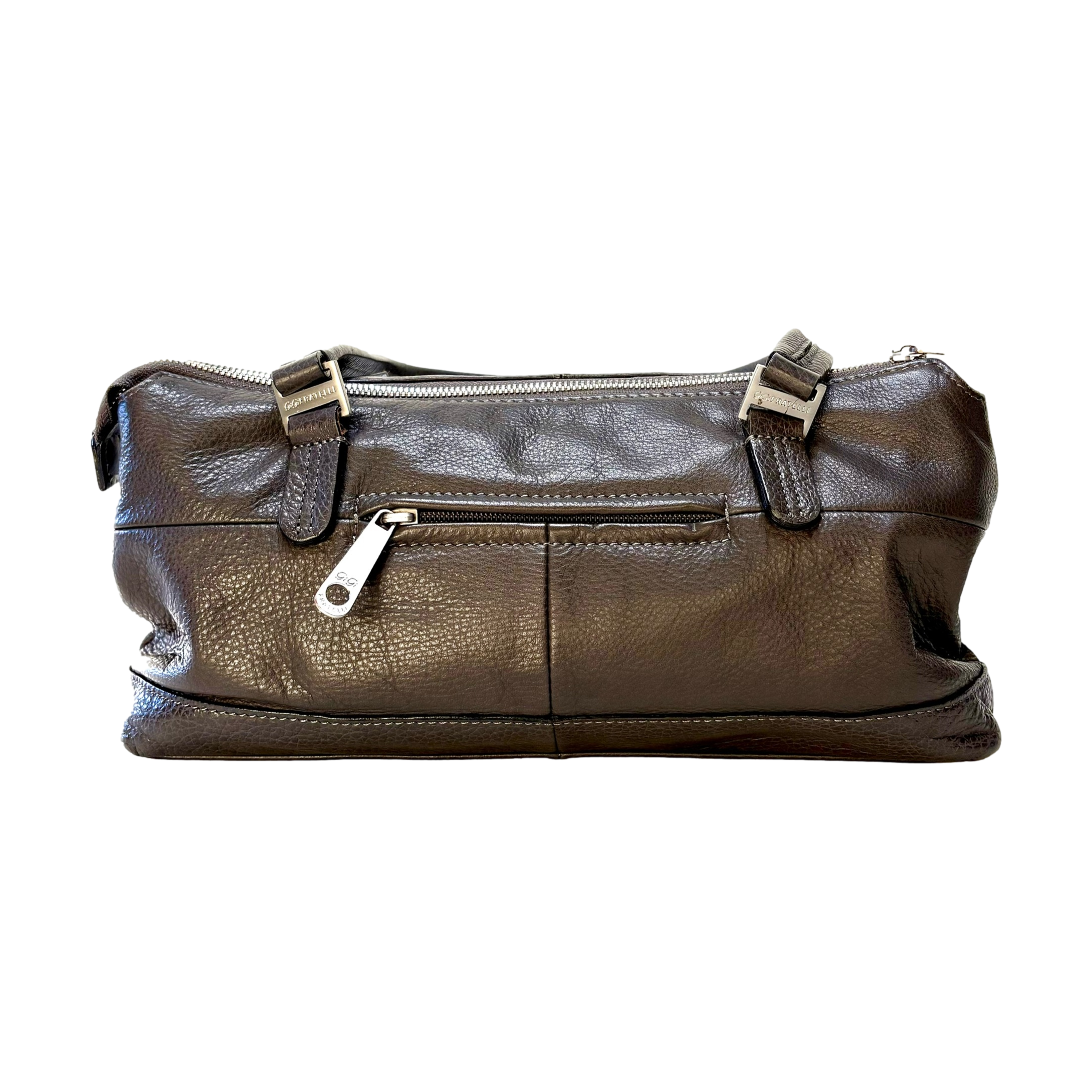 Mooie nieuwe tas van Gigi Fratelli, gemaakt van soepel bruin leer. Zilverkleurige hardware