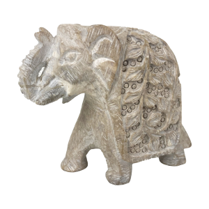 Beeldje van een olifant, gemaakt van speksteen. Formaat: 12 l x 11 h x 5 b. In uitstekende staat.