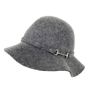 Grijze zuiver wollen dameshoed van de Bijenkorf. Nieuw.