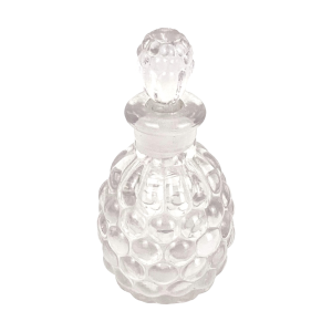 Vintage (jaren '50) glazen Joy, Moment Supreme parfum tester flesje van Jean Patou (Frankrijk). Hoog: 5,5 cm. Breed: ca. 2,5 cm. Van gebobbeld glas. Gemerkt aan onderzijde: J. Patou Made in France. In prachtige staat.