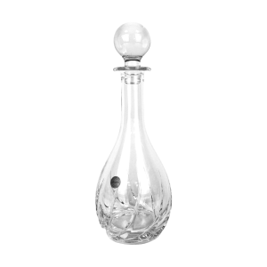 Geslepen karaf van loodkristal 24%. Merk: Toscane (made in EEC). Met stop. Gemerkt met sticker. Hoog: 34 cm (zonder stop: 26 cm). In prachtige heldere staat.