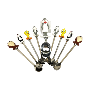 Image of Looney Tunes – 8 Vintage ijslepels en 1 ijsschep – 1996 (Preloved)