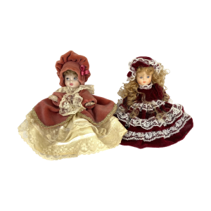 Image of Goldina – 2 Victoriaanse porseleinen popjes – 18 cm (Preloved)