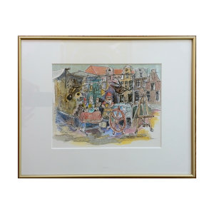 Aquarel -Rommelmarkt - Ada d’Arnaud