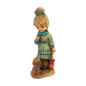 Image of Vintage beeldje – Copy V.B. MV – Meisje met hond en paraplu (Preloved)