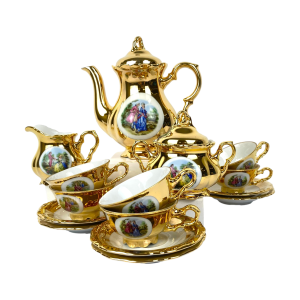 Image of Bavaria Waldershof – Mokka servies – Met 22 karaat goud (Preloved)
