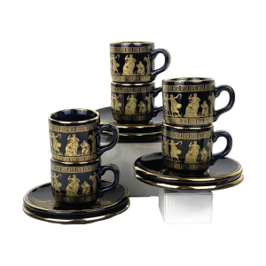 Image of 6 Griekse porseleinen kop- en schotels – Met 24 krt. goud (Preloved)