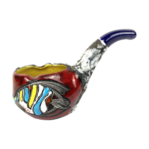 Image of Vallauris Keramiek – Fat lava asbak – Met vis (Preloved)